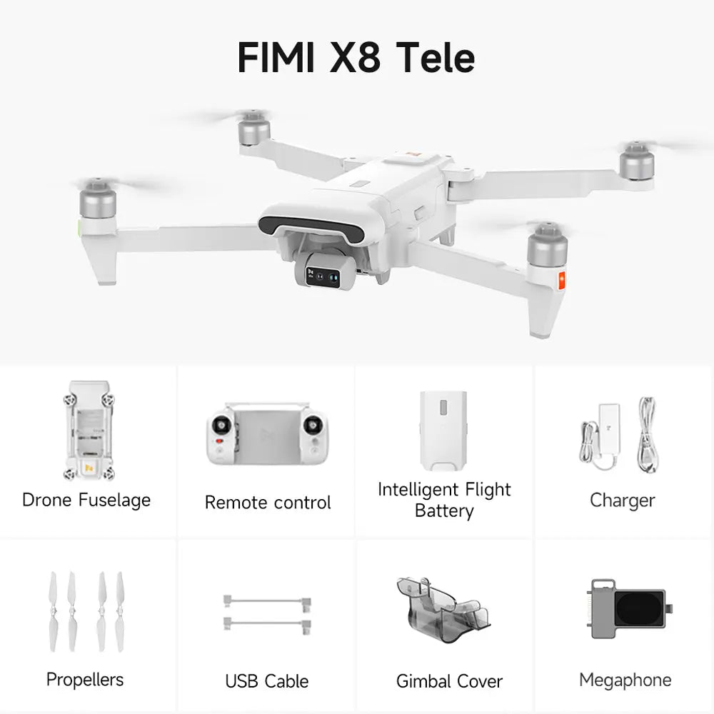 FIMI X8 TELE 4K Drone 3-Axis Gimbal HDR 48MP 30x Camera GPS 10KM Professional Aerial Photography Quadcopter RTF