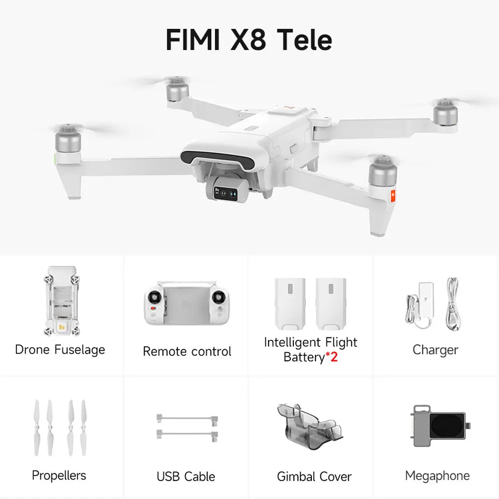 FIMI X8 TELE 4K Drone 3-Axis Gimbal HDR 48MP 30x Camera GPS 10KM Professional Aerial Photography Quadcopter RTF