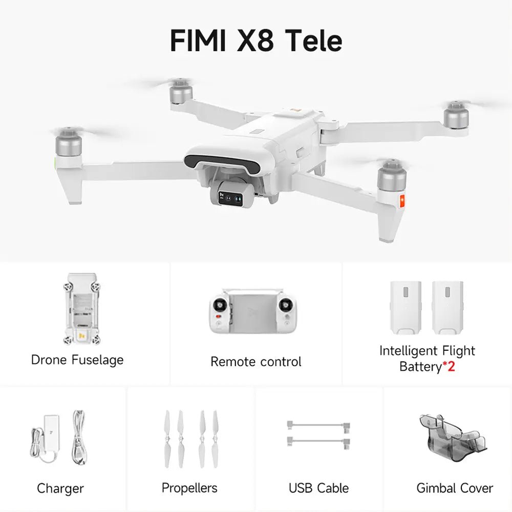 FIMI X8 TELE 4K Drone 3-Axis Gimbal HDR 48MP 30x Camera GPS 10KM Professional Aerial Photography Quadcopter RTF