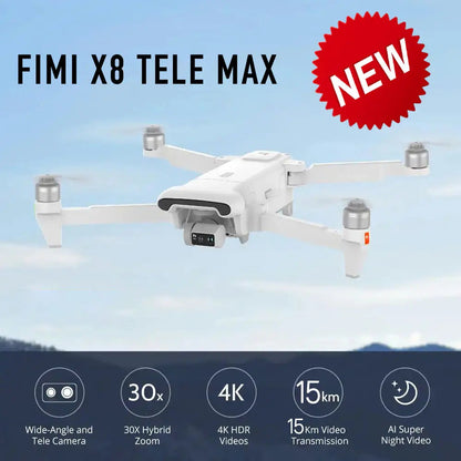 FIMI X8 TELE MAX 4K Drone 3-Axis Gimbal HDR 48MP 30x Camera GPS 15KM Professional Aerial Photography Quadcopter RTF