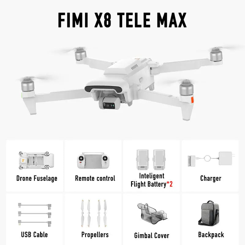 FIMI X8 TELE MAX 4K Drone 3-Axis Gimbal HDR 48MP 30x Camera GPS 15KM Professional Aerial Photography Quadcopter RTF