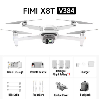 FIMI X8T V384 4K Drone Infrared Thermal Imaging 3-Camera Gimbal RokLink 5.0 20KM GPS Professional Quadcopter RTF