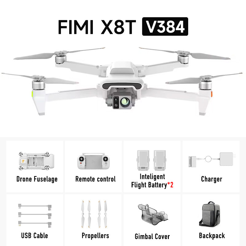 FIMI X8T V384 4K Drone Infrared Thermal Imaging 3-Camera Gimbal RokLink 5.0 20KM GPS Professional Quadcopter RTF
