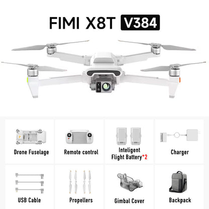 FIMI X8T V384 4K Drone Infrared Thermal Imaging 3-Camera Gimbal RokLink 5.0 20KM GPS Professional Quadcopter RTF