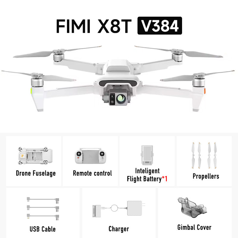 FIMI X8T V384 4K Drone Infrared Thermal Imaging 3-Camera Gimbal RokLink 5.0 20KM GPS Professional Quadcopter RTF