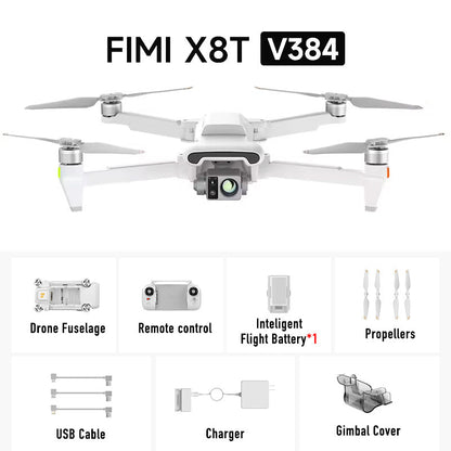 FIMI X8T V384 4K Drone Infrared Thermal Imaging 3-Camera Gimbal RokLink 5.0 20KM GPS Professional Quadcopter RTF
