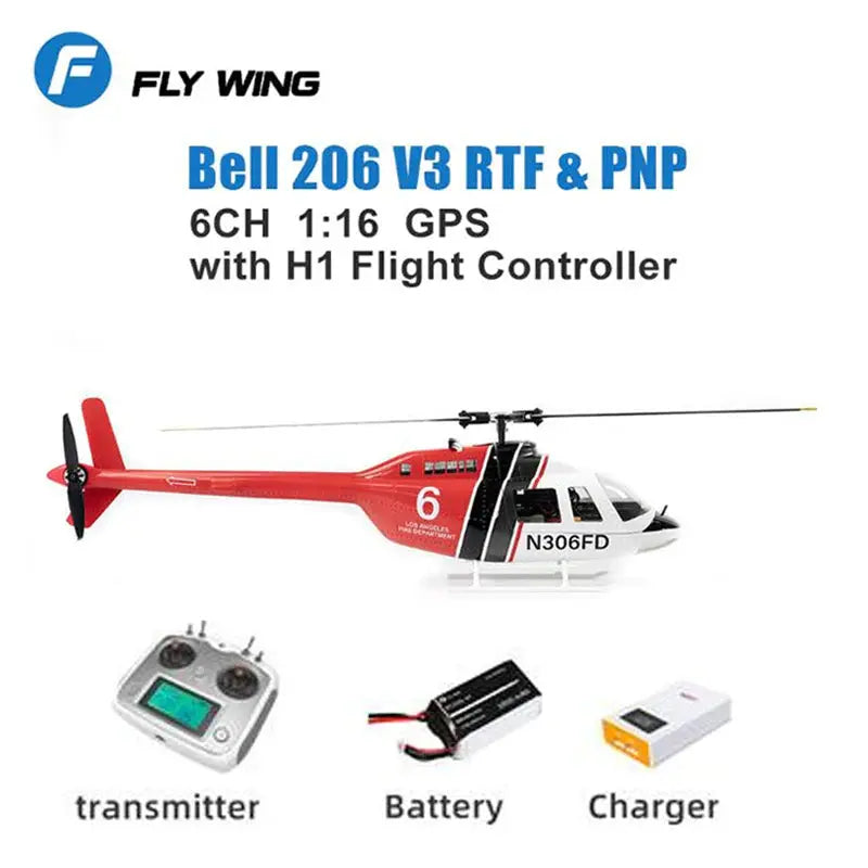 FLYWING Bell 206 V3 470 Scale 6CH GPS ACE Flight Control System Brushless RC Helicopter RTF
