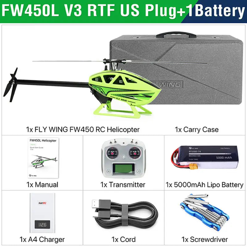 FLYWING FW450L V3 6CH 3D Auto Acrobatics GPS Altitude Hold H1 Flight Controller RC Helicopter RTF/PNP