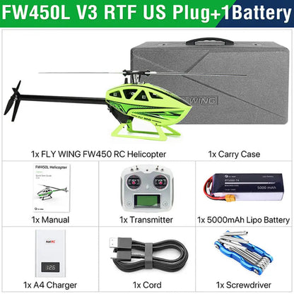 FLYWING FW450L V3 6CH 3D Auto Acrobatics GPS Altitude Hold H1 Flight Controller RC Helicopter RTF/PNP