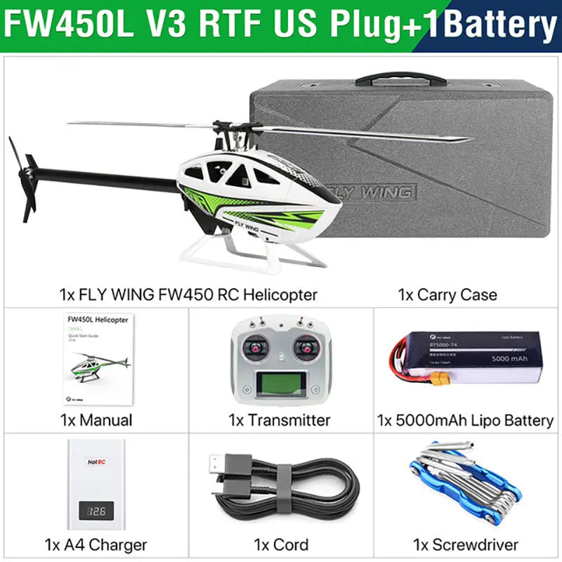 FLYWING FW450L V3 6CH 3D Auto Acrobatics GPS Altitude Hold H1 Flight Controller RC Helicopter RTF/PNP