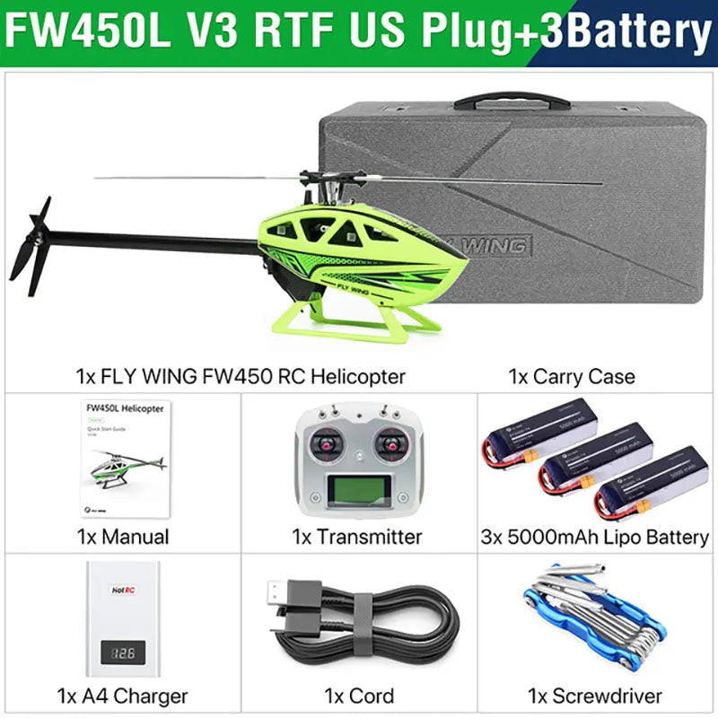 FLYWING FW450L V3 6CH 3D Auto Acrobatics GPS Altitude Hold H1 Flight Controller RC Helicopter RTF/PNP