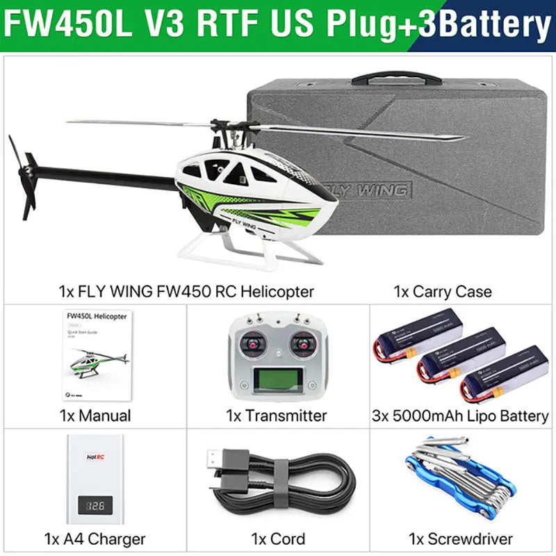FLYWING FW450L V3 6CH 3D Auto Acrobatics GPS Altitude Hold H1 Flight Controller RC Helicopter RTF/PNP