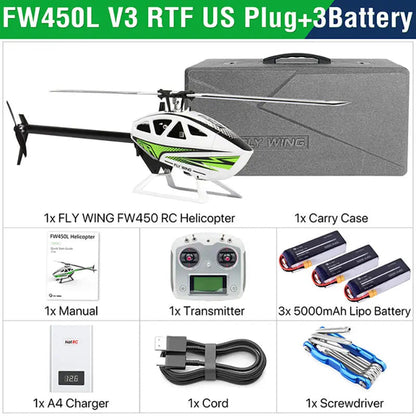 FLYWING FW450L V3 6CH 3D Auto Acrobatics GPS Altitude Hold H1 Flight Controller RC Helicopter RTF/PNP