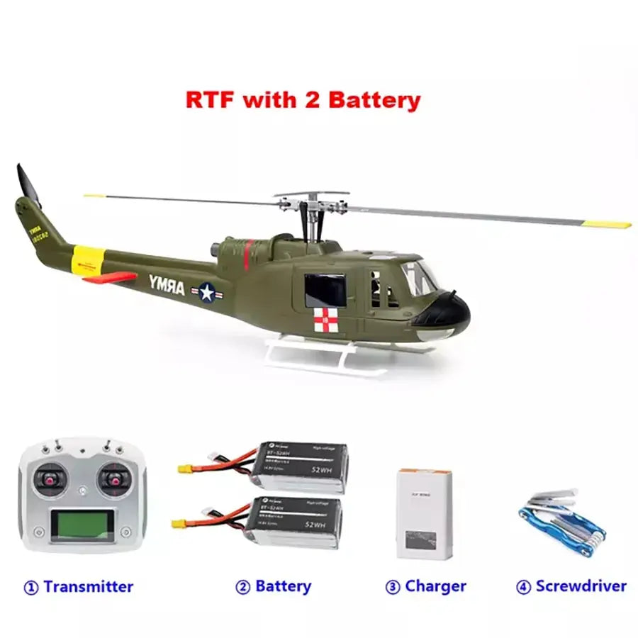 FLYWING UH-1 Huey V4 450L Scale 6CH Brushless GPS Altitude Hold H1 Flight Controller RC Helicopter PNP/RTF