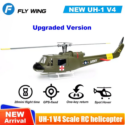 FLYWING UH-1 Huey V4 450L Scale 6CH Brushless GPS Altitude Hold H1 Flight Controller RC Helicopter PNP/RTF