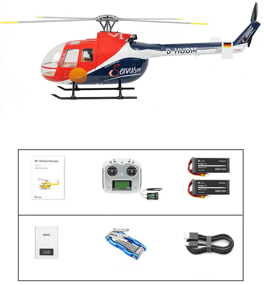 FLYWING BO-105 450L Scale 6CH Brushless GPS Altitude Hold H1 Flight Controller RC Helicopter PNP/RTF