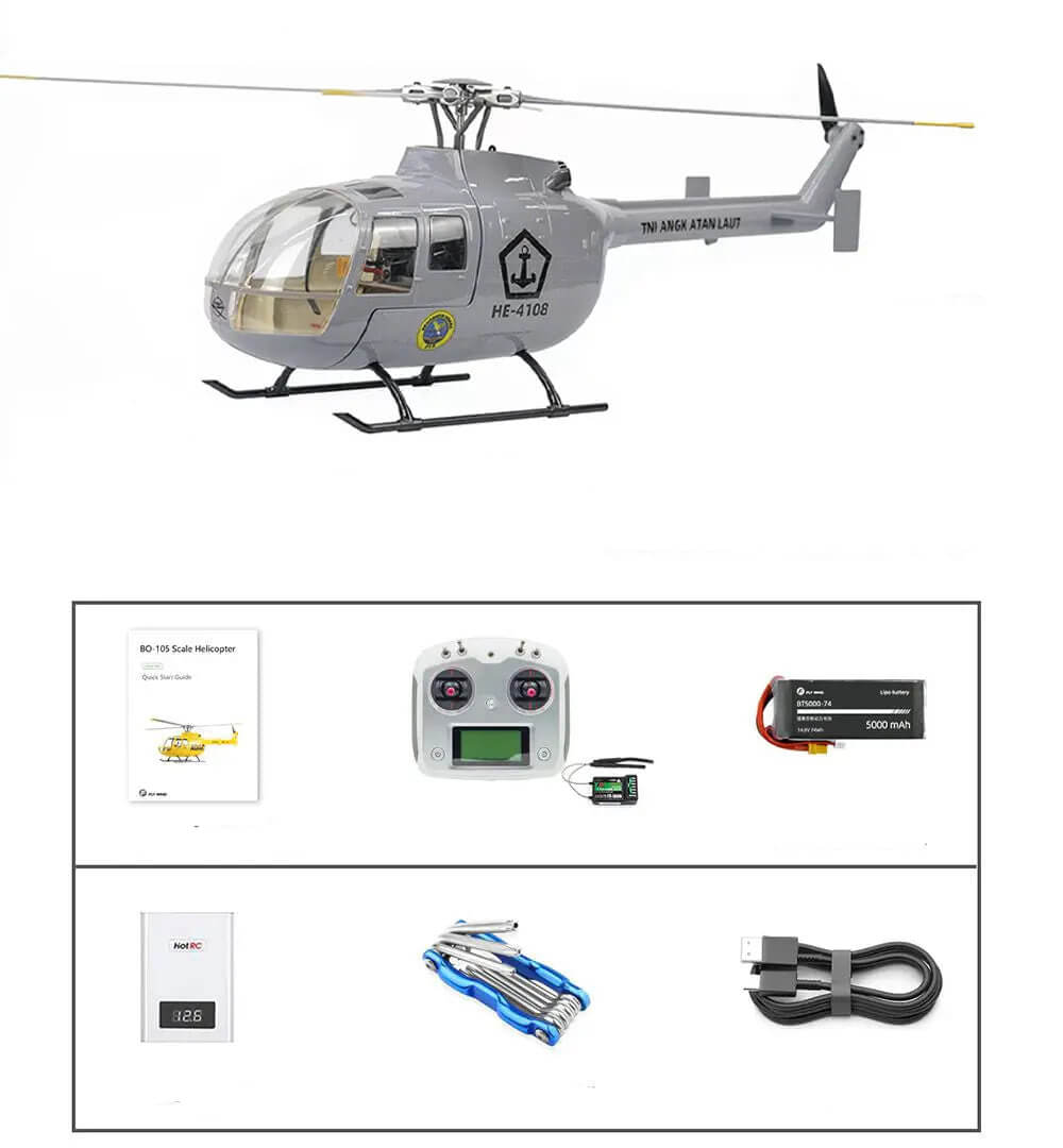 FLYWING BO-105 450L Scale 6CH Brushless GPS Altitude Hold H1 Flight Controller RC Helicopter PNP/RTF