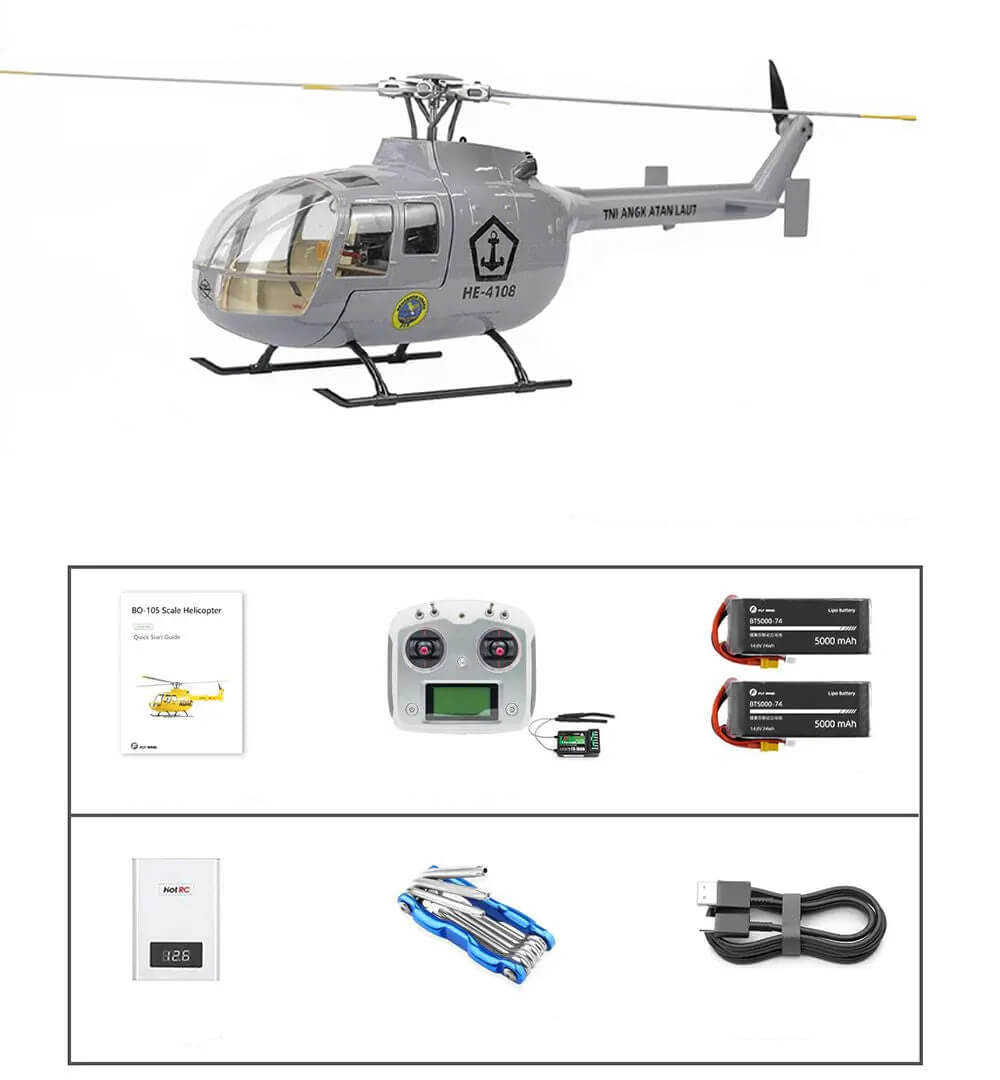 FLYWING BO-105 450L Scale 6CH Brushless GPS Altitude Hold H1 Flight Controller RC Helicopter PNP/RTF
