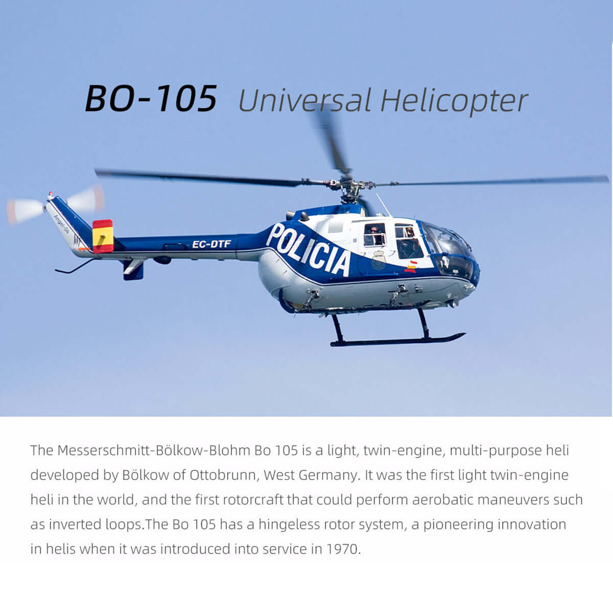 FLYWING BO-105 450L Scale 6CH Brushless GPS Altitude Hold H1 Flight Controller RC Helicopter PNP/RTF