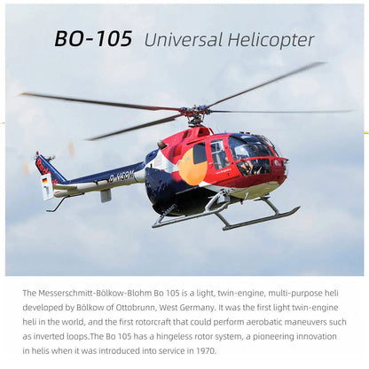 FLYWING BO-105 450L Scale 6CH Brushless GPS Altitude Hold H1 Flight Controller RC Helicopter PNP/RTF