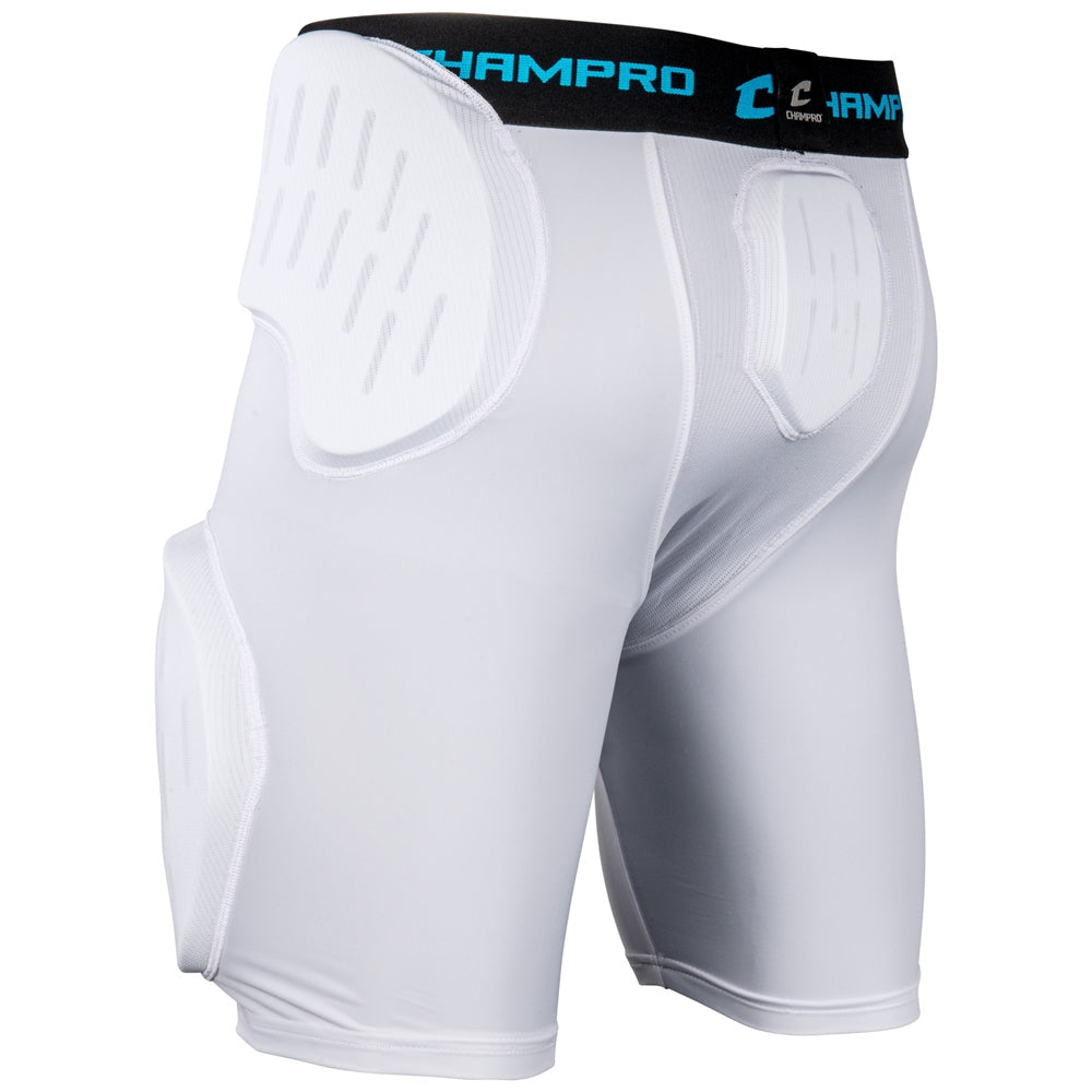 CHAMPRO COMPRESSION  FORMATION 5-PAD GIRDLE SHORTS-WHITE