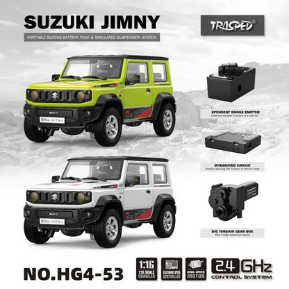HG HG4-53 TRASPED Suzuki Jimny 1/16 Scale 2.4G 4WD RC Rock Crawler LED Light Simulated Sound Off-Road Climbing Truck RTR
