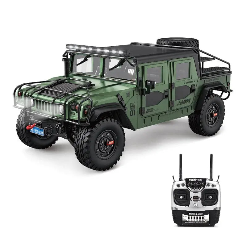 HG P415A 1/10 Scale 4WD US Hummer H1 Military Truck Metal Simulation RC Car Upgraded LED Light Sound RTR