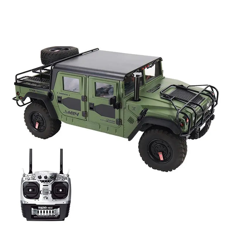 HG P415A 1/10 Scale 4WD US Hummer H1 Military Truck Metal Simulation RC Car Upgraded LED Light Sound RTR