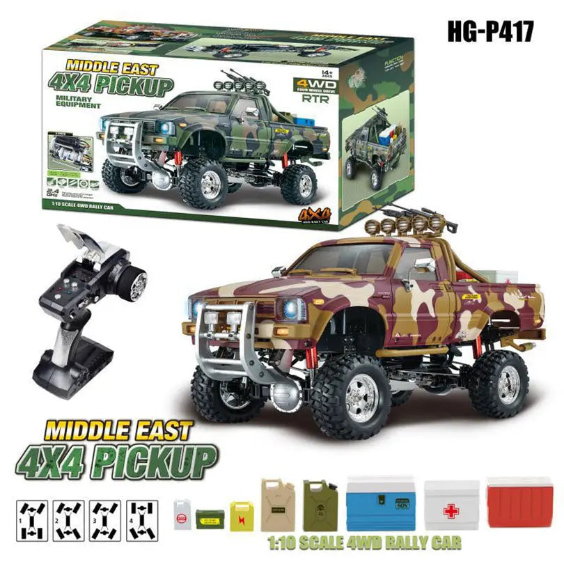 HG P417 1/10 Scale 2.4G 4WD Middle East Pickup Truck RC Rock Crawler Off-Road Climbing Car LED Light RTR