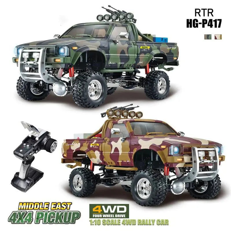 HG P417 1/10 Scale 2.4G 4WD Middle East Pickup Truck RC Rock Crawler Off-Road Climbing Car LED Light RTR