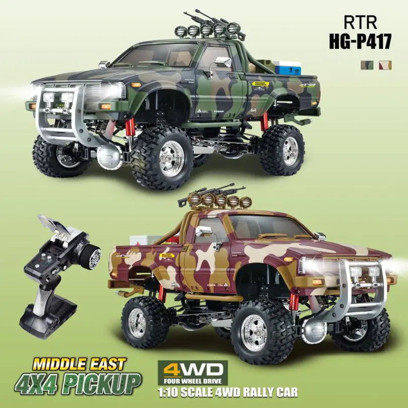 HG P417 1/10 Scale 2.4G 4WD Middle East Pickup Truck RC Rock Crawler Off-Road Climbing Car LED Light RTR