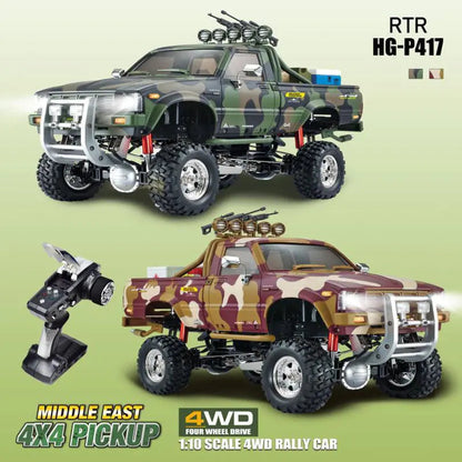 HG P417 1/10 Scale 2.4G 4WD Middle East Pickup Truck RC Rock Crawler Off-Road Climbing Car LED Light RTR