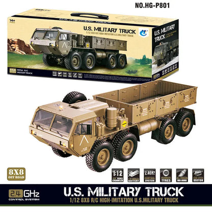 HG P801/P802 1/12 Scale 8x8 M983 US Army Military RC Truck 2.4G LED Light Sound 5KG Load Capacity RTR