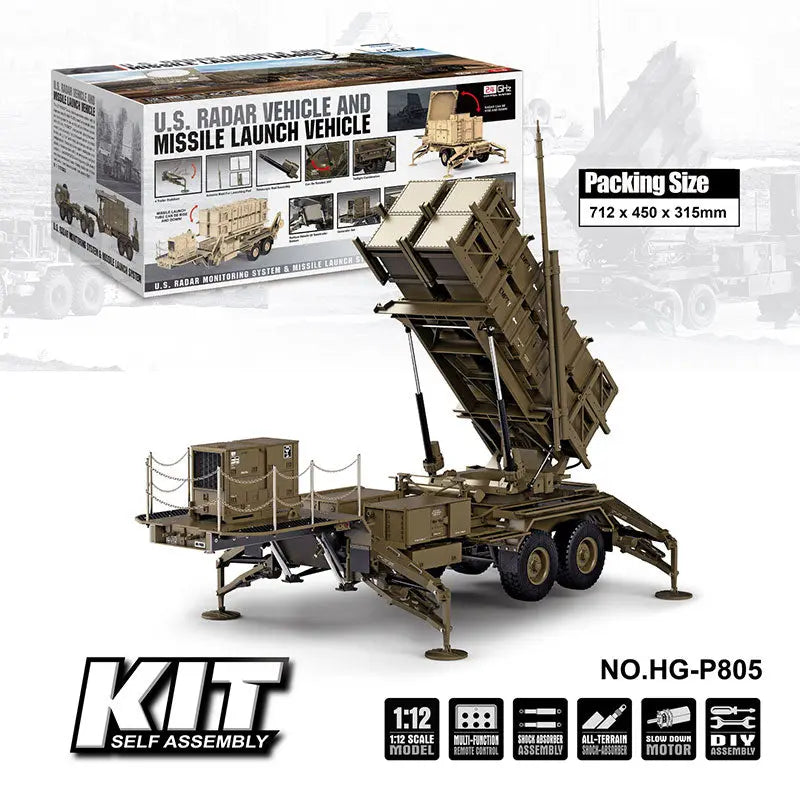 HG P804/P805 1/12 Scale Alloy Chassis Radar Missile Launch Military Off-Road RC Vehicle 2.4G US Army Truck RTR