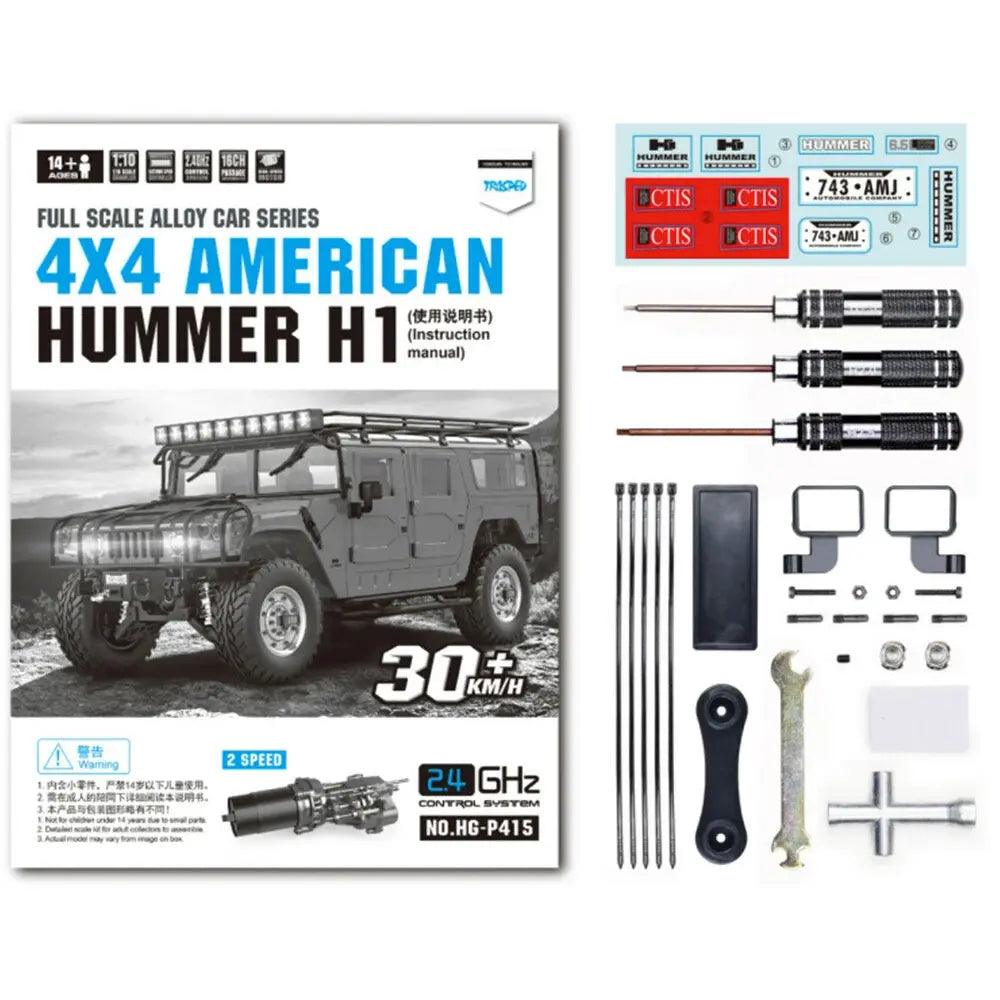 HG P415 1/10 Scale 4x4 16CH Hummer 2.4G Alloy Version RC Model Truck RTR