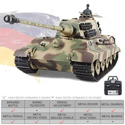 RC Tank Heng Long 3888A 1/16 German King Tiger 320° Spin Turret Upgrade Metal RC tank Toys