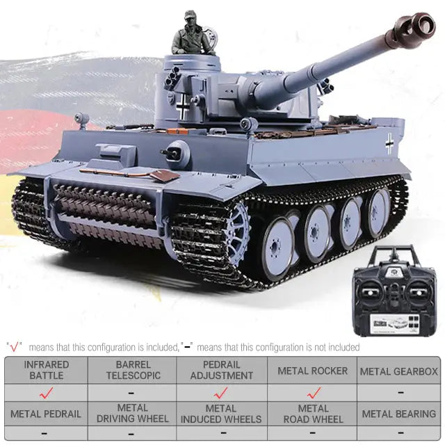 Heng Long 3818-1 Germany Tiger I 1/16 Scale 2.4G Metal RC Battle Tank RTR