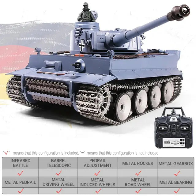 Heng Long 3818-1 Germany Tiger I 1/16 Scale 2.4G Metal RC Battle Tank RTR