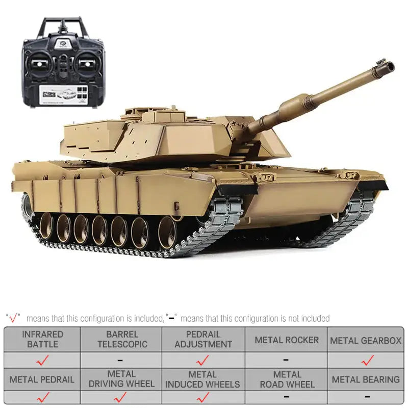 Heng Long 3918-1 US Abrams M1A2 1/16 Scale 2.4G Upgraded Metal RC Battle Tank RTR