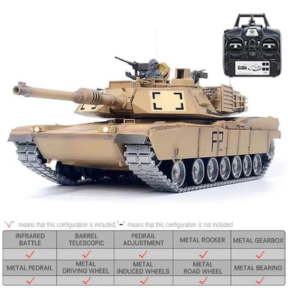 Heng Long 3918-1 US Abrams M1A2 1/16 Scale 2.4G Upgraded Metal RC Battle Tank RTR