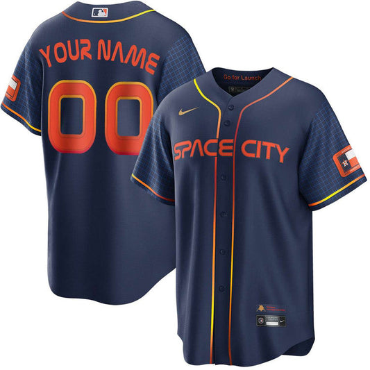 Custom Houston Astros City Connect Space City Jersey - Navy