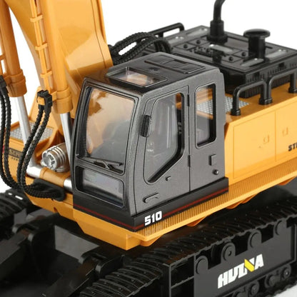 Huina 1510 1/16 Scale 2.4G 11CH Excavator Bulldozer 680° Rotating LED Light Sound RC Construction Car Toy