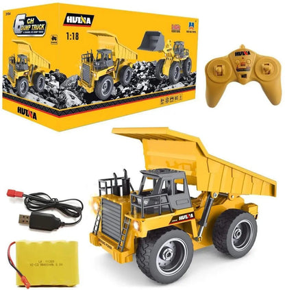 Huina 1540 1/18 Scale 2.4G 6CH Alloy Dump Truck RC Excavator Construction Car Toy