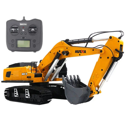Huina 1599 1/14 Scale 24CH Ultra-Wide Alloy Excavator RC Engineering Vehicle with LED Light Sound Toy