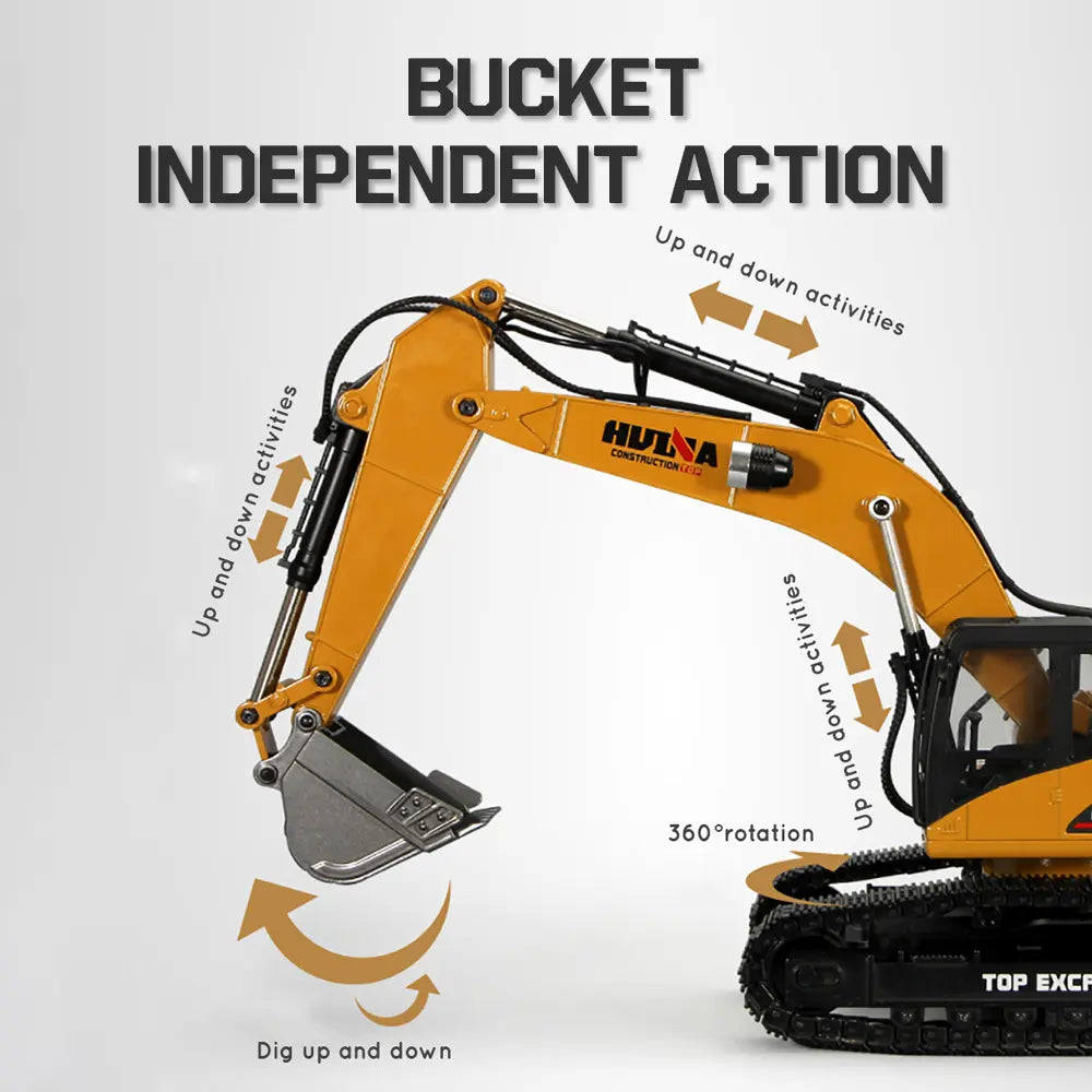 Huina 1580 1/14 Scale 2.4GHz 23CH Full Alloy Hydraulic Excavator RC Construction Car Toy