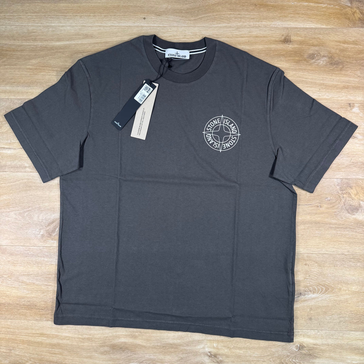 Stone Island Outline Compass Print T-Shirt in Charcoal Grey