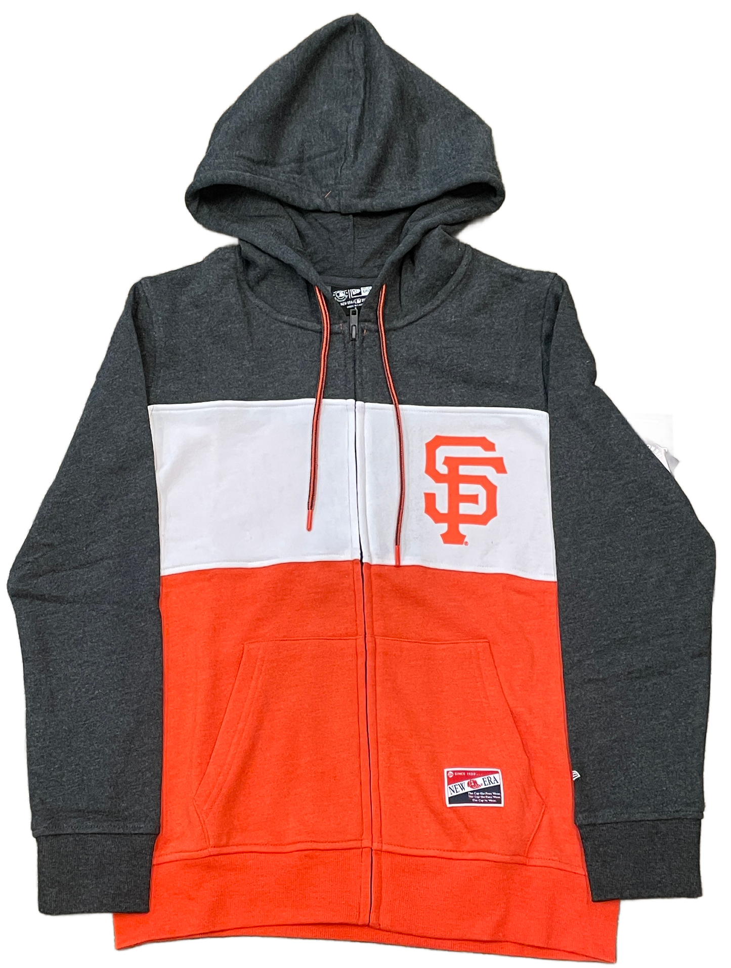 New Era Women's San Francisco Giants Colorblock Full-Zip Hoodie-Heather Black