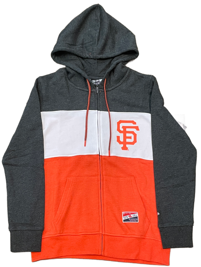 New Era Women's San Francisco Giants Colorblock Full-Zip Hoodie-Heather Black