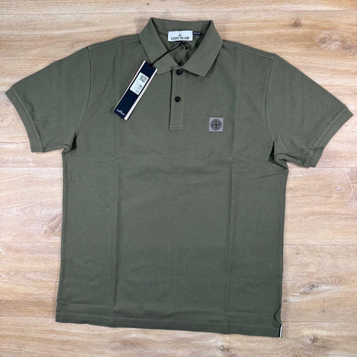 Stone Island Regular Fit Patch Logo Polo Shirt in Military Green