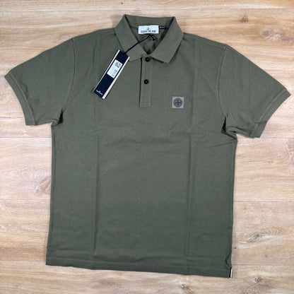 Stone Island Regular Fit Patch Logo Polo Shirt in Military Green